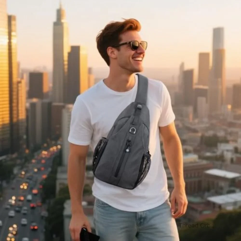 Anti-Theft Crossbody Sling Bag with USB Port RFID Blocking Adjustable Strap